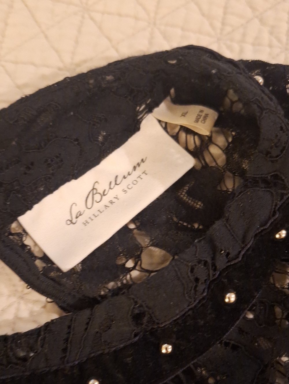 La Bellum by Hillary Scott black Lace Women's Blouse with full sleeves